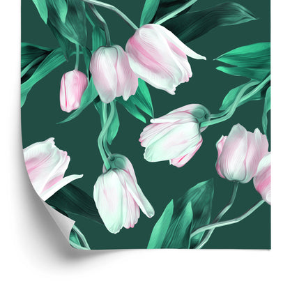 Wallpaper Painted Tulip Bouquet