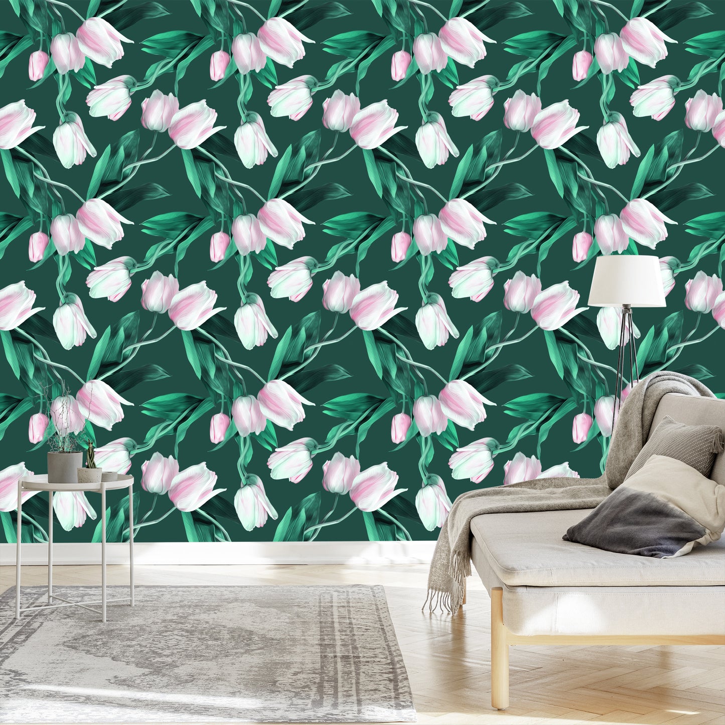 Wallpaper Painted Tulip Bouquet