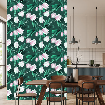 Wallpaper Painted Tulip Bouquet