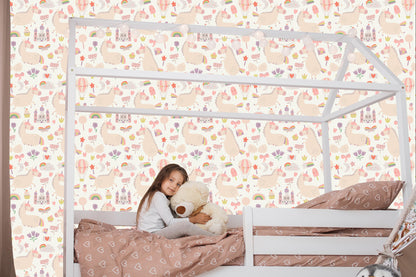 Wallpaper For Children - Unicorns, Sweets And Plants