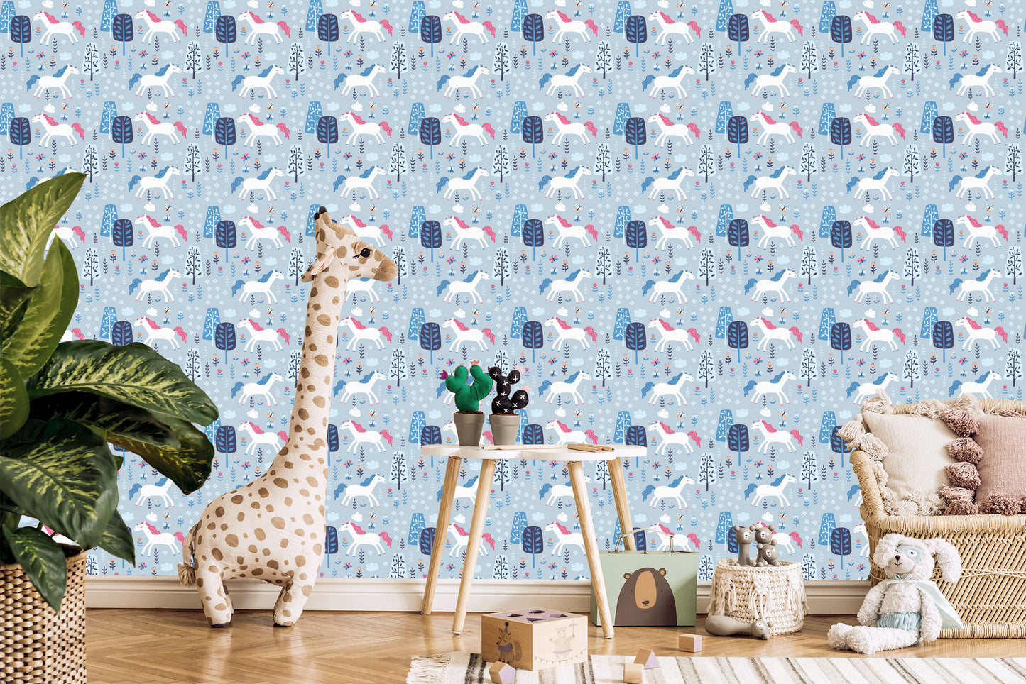 Wallpaper For Children - Unicorns Among The Trees