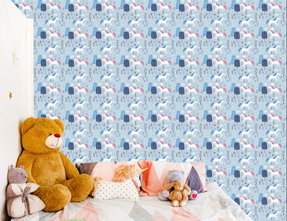 Wallpaper For Children - Unicorns Among The Trees