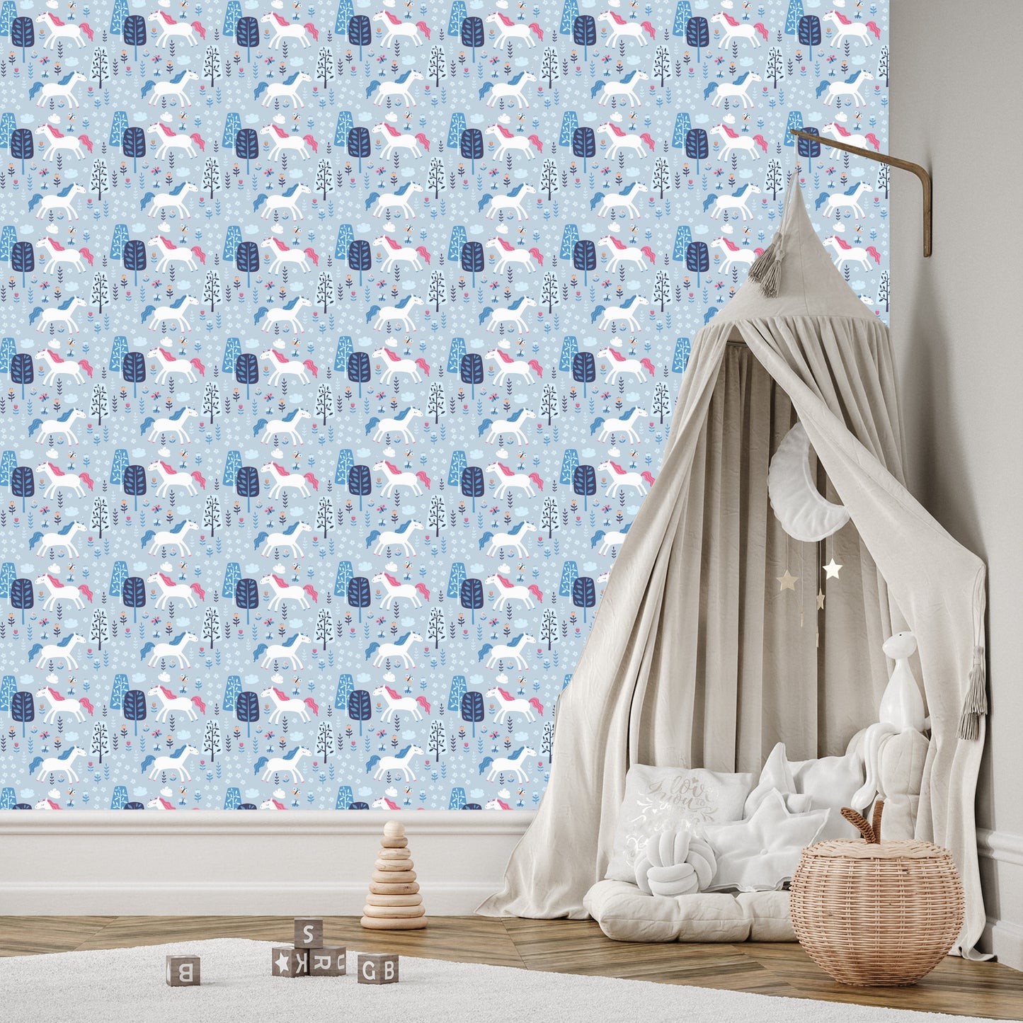 Wallpaper For Children - Unicorns Among The Trees