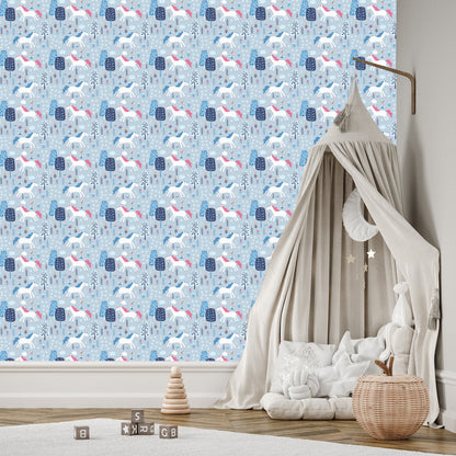 Wallpaper For Children - Unicorns Among The Trees