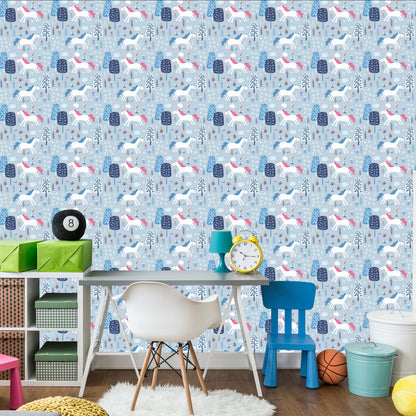 Wallpaper For Children - Unicorns Among The Trees