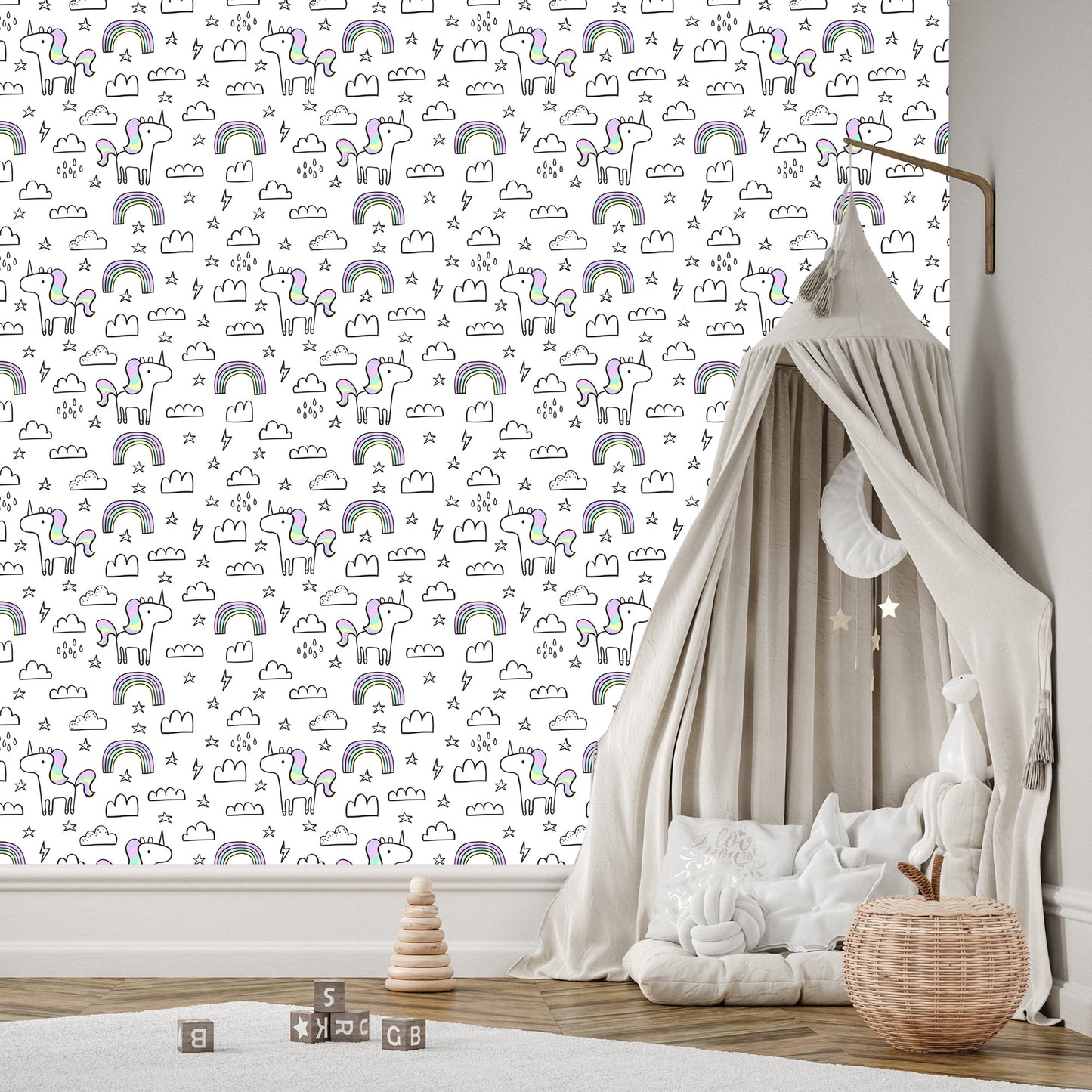 Wallpaper For Kids - Rainbow Unicorns