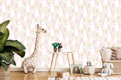 Wallpaper For Children - Sleeping Unicorns - Scandinavian Style