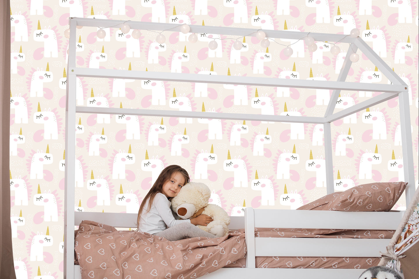 Wallpaper For Children - Sleeping Unicorns - Scandinavian Style