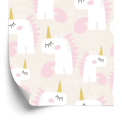 Wallpaper For Children - Sleeping Unicorns - Scandinavian Style