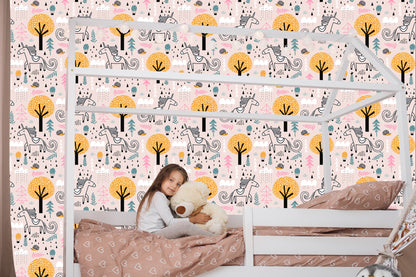 Wallpaper For Children - Unicorns In The Forest
