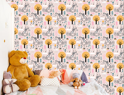 Wallpaper For Children - Unicorns In The Forest