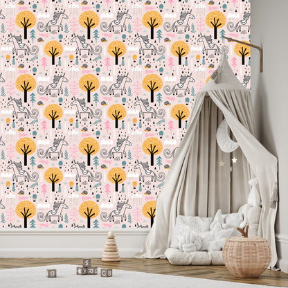 Wallpaper For Children - Unicorns In The Forest