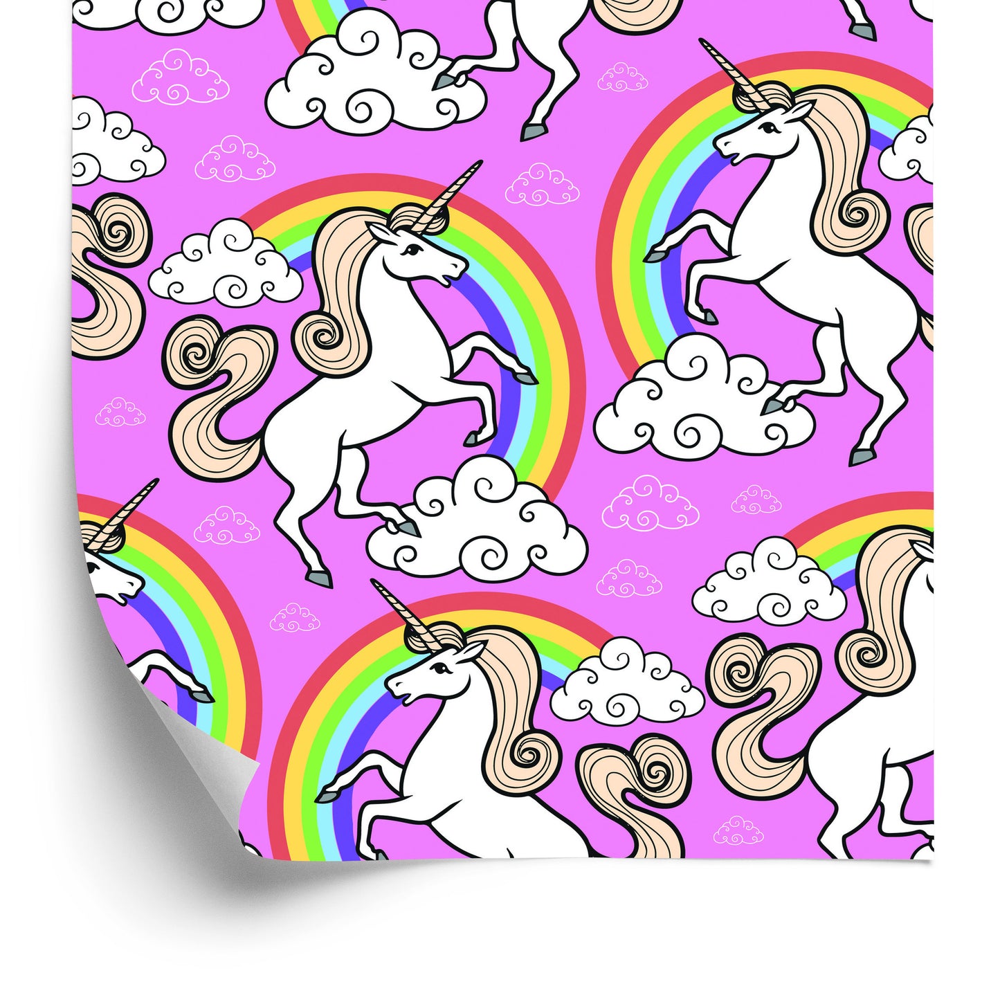 Wallpaper For Children - Unicorn On A Rainbow Background