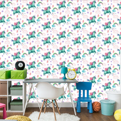 Wallpaper For Children - Flying Unicorns