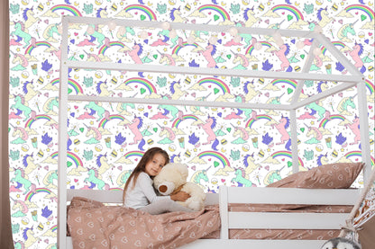 Wallpaper For Children - Unicorns In Fantasy Land