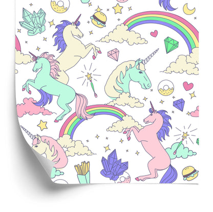 Wallpaper For Children - Unicorns In Fantasy Land