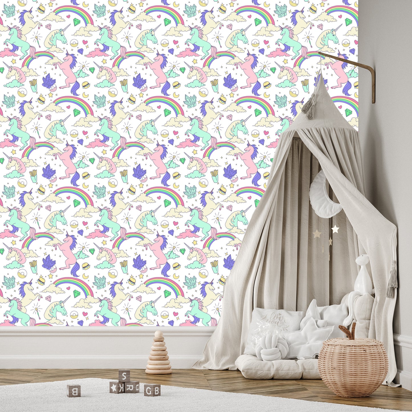 Wallpaper For Children - Unicorns In Fantasy Land