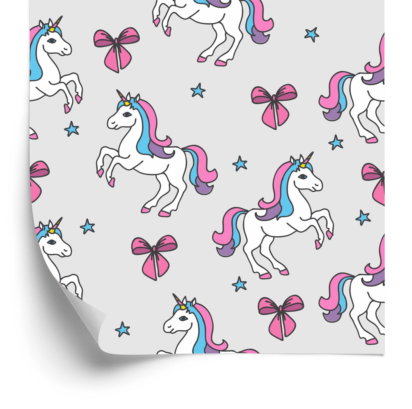 Wallpaper For Children - Unicorn On The Background Of Stars And A Bow