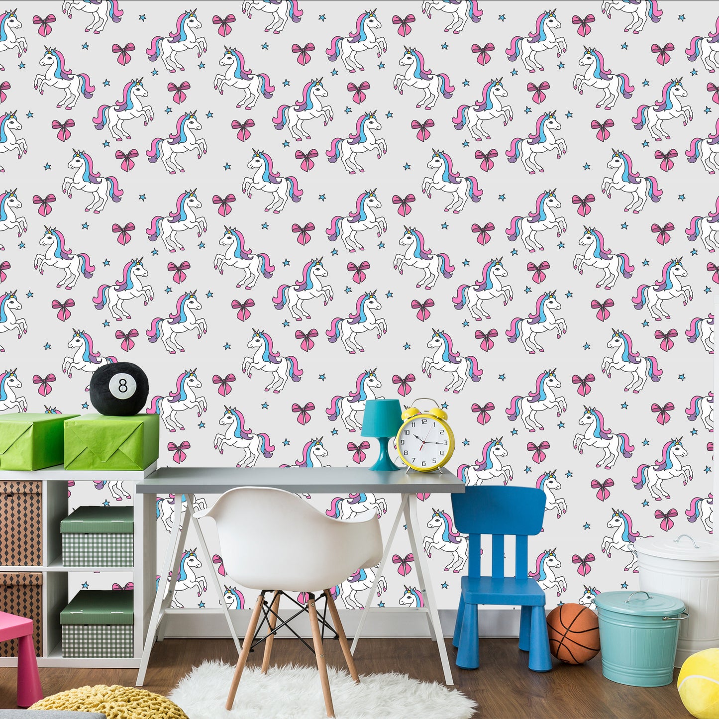 Wallpaper For Children - Unicorn On The Background Of Stars And A Bow