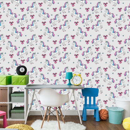 Wallpaper For Children - Unicorn On The Background Of Stars And A Bow