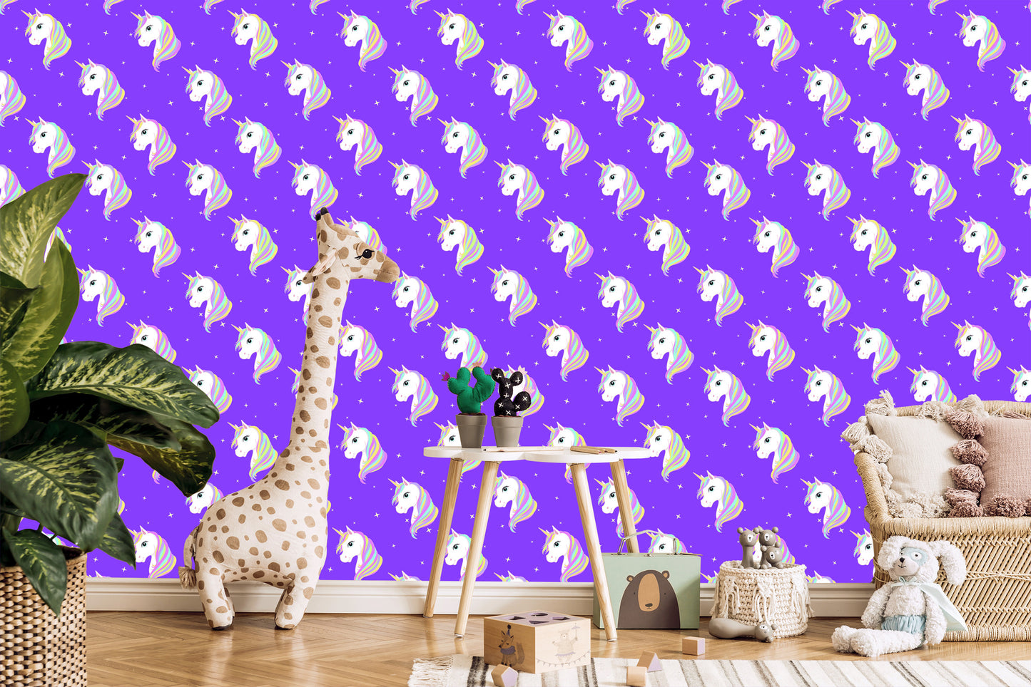 Wallpaper For Children - Unicorns On The Background Of Stars