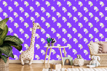 Wallpaper For Children - Unicorns On The Background Of Stars