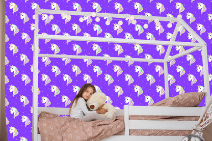 Wallpaper For Children - Unicorns On The Background Of Stars