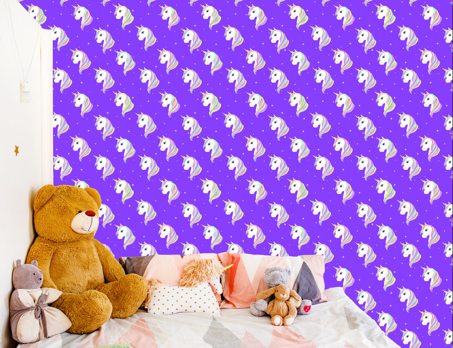 Wallpaper For Children - Unicorns On The Background Of Stars