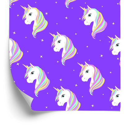 Wallpaper For Children - Unicorns On The Background Of Stars