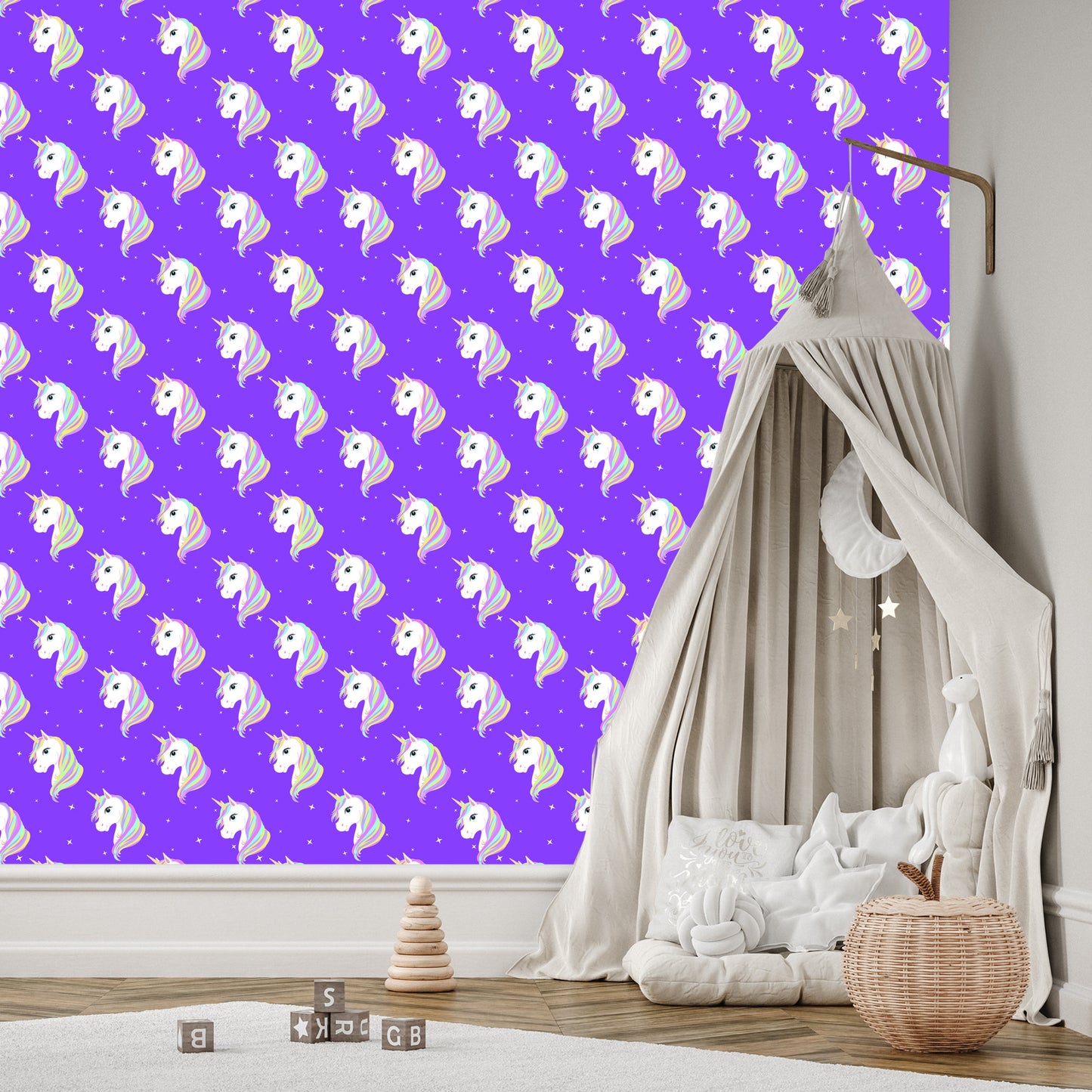 Wallpaper For Children - Unicorns On The Background Of Stars
