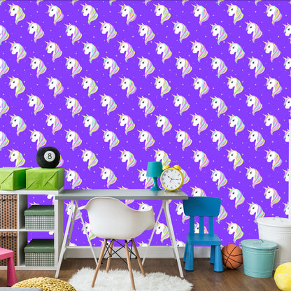 Wallpaper For Children - Unicorns On The Background Of Stars