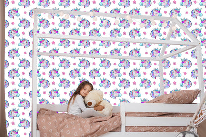 Wallpaper For Children - Sleeping Unicorns On The Background Of Flowers