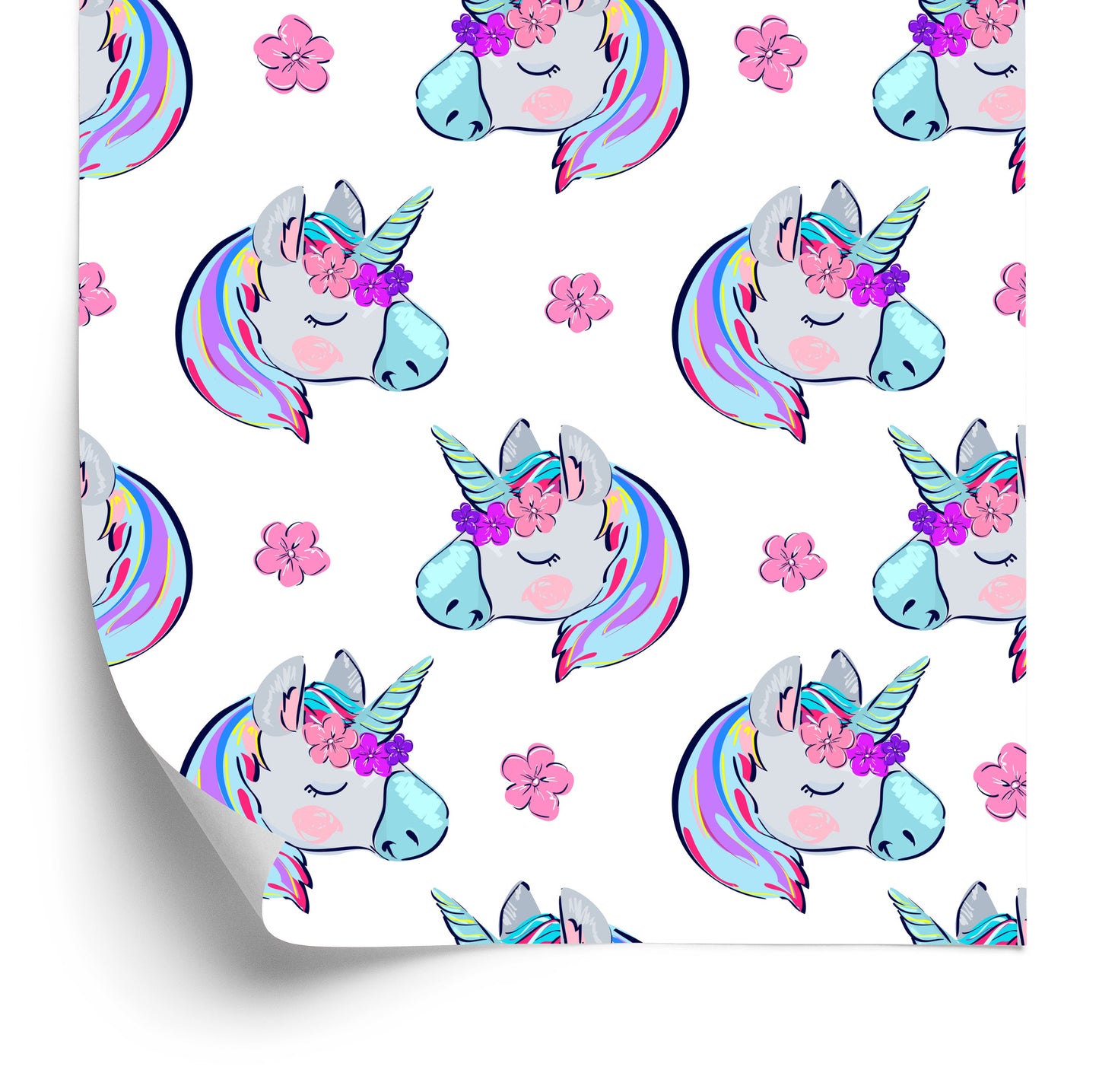 Wallpaper For Children - Sleeping Unicorns On The Background Of Flowers