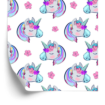 Wallpaper For Children - Sleeping Unicorns On The Background Of Flowers