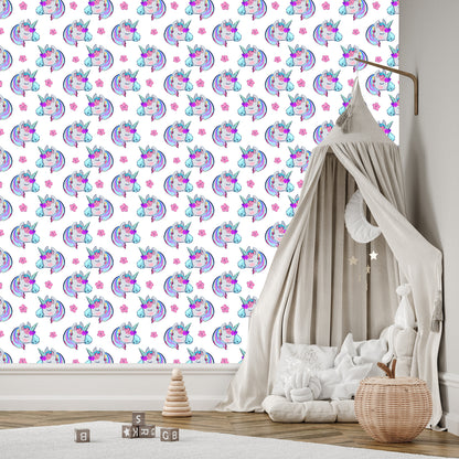 Wallpaper For Children - Sleeping Unicorns On The Background Of Flowers