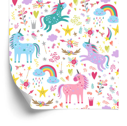 Wallpaper For Children - Rainbow Unicorns In Scandinavian Style
