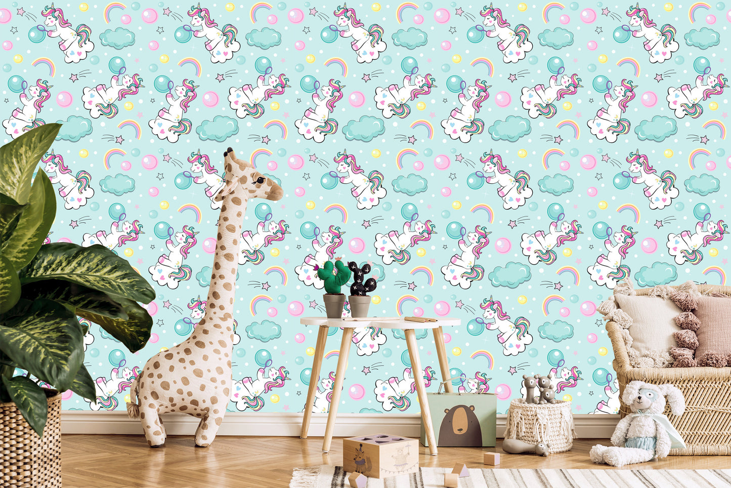 Wallpaper For Children - Playing Unicorns