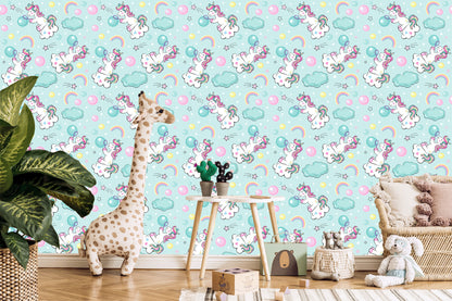 Wallpaper For Children - Playing Unicorns