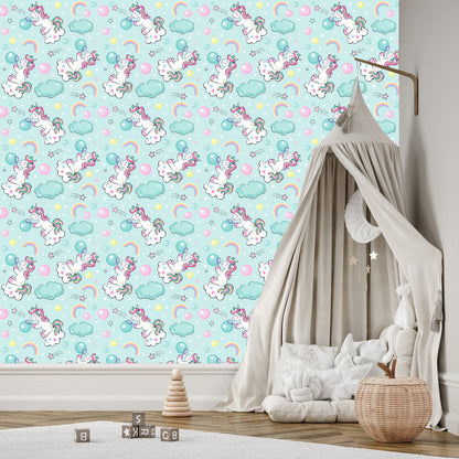 Wallpaper For Children - Playing Unicorns