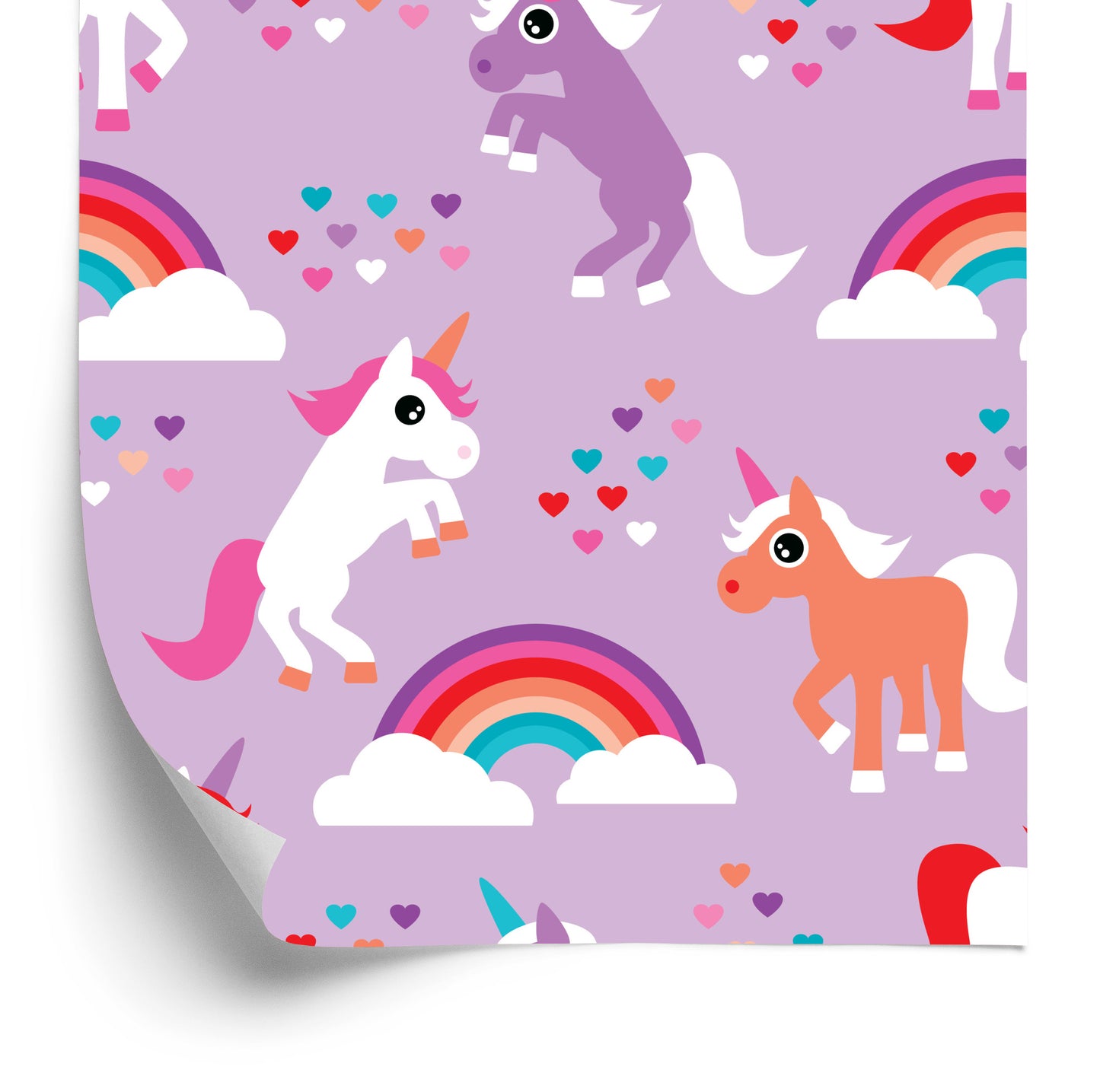 Wallpaper For Children Unicorns Rainbow Hearts