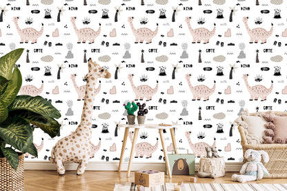 Wallpaper For Children, Dinosaurs, Palm Trees, Volcanoes