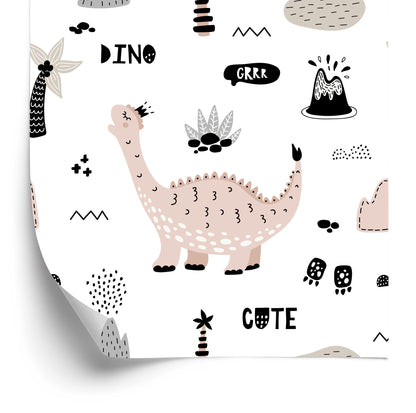 Wallpaper For Children, Dinosaurs, Palm Trees, Volcanoes