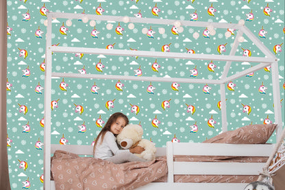 Wallpaper Unicorns And Snowflakes