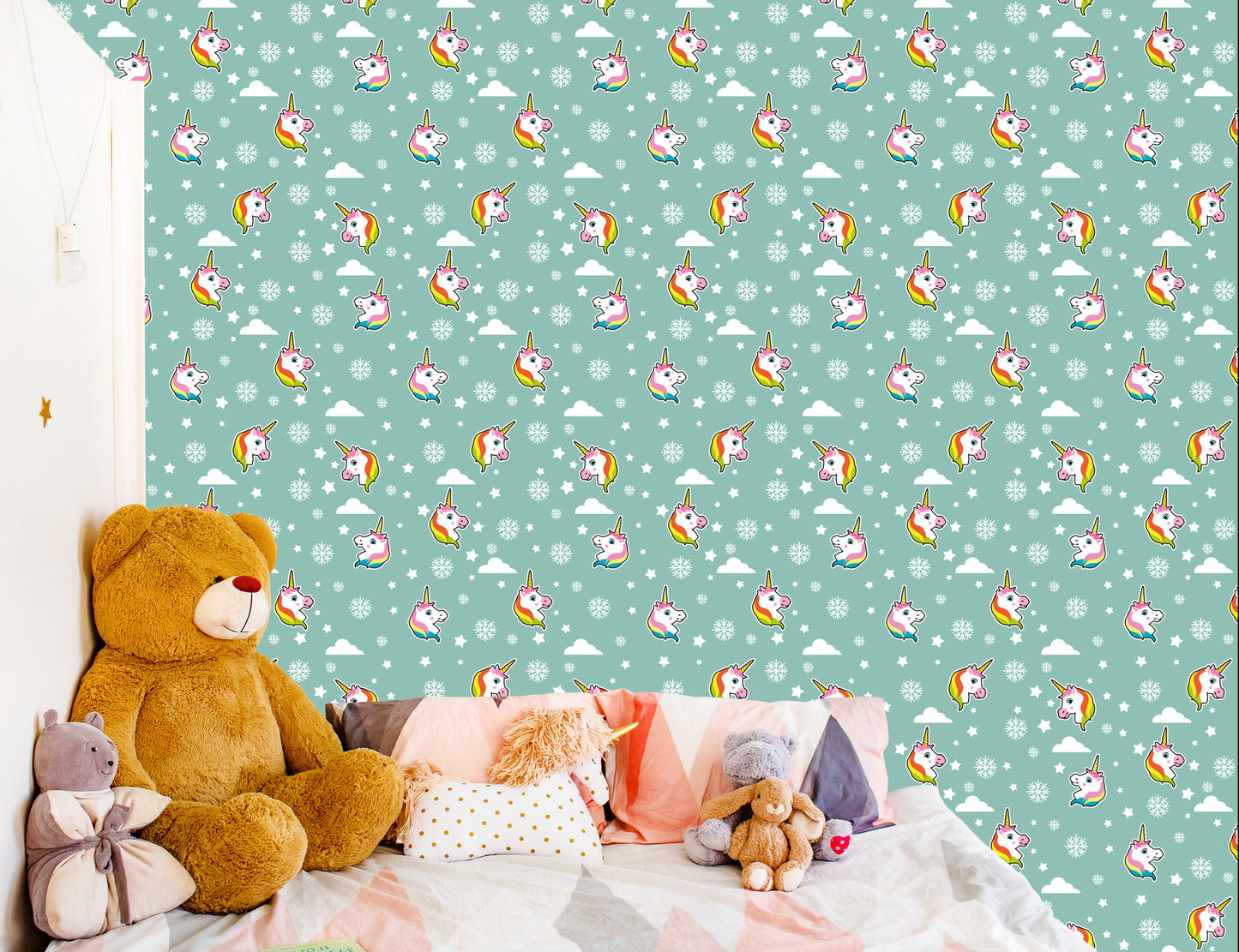 Wallpaper Unicorns And Snowflakes
