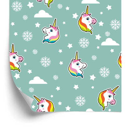 Wallpaper Unicorns And Snowflakes