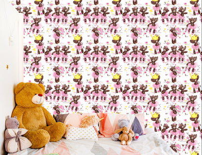 Wallpaper For Girls, Teddy Bears, Stars, Flowers