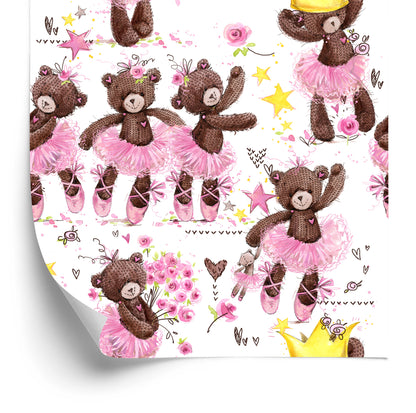 Wallpaper For Girls, Teddy Bears, Stars, Flowers