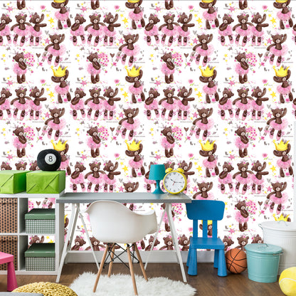 Wallpaper For Girls, Teddy Bears, Stars, Flowers
