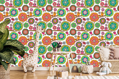 Wallpaper For Girl In Birds Tree Flowers