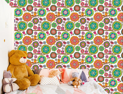 Wallpaper For Girl In Birds Tree Flowers